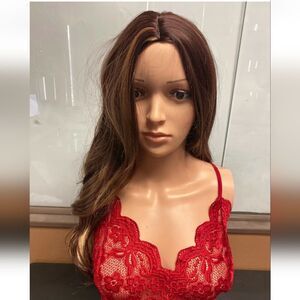 23" Golden Brown to Gold Ombre Long Wavy Curly Blonde Wig Women's Synthetic Hair